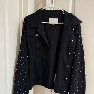 Edgy Black Studded Jean Jacket